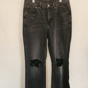American Eagle 90’s Bootcut Black Distressed Jeans Size 6 Regular